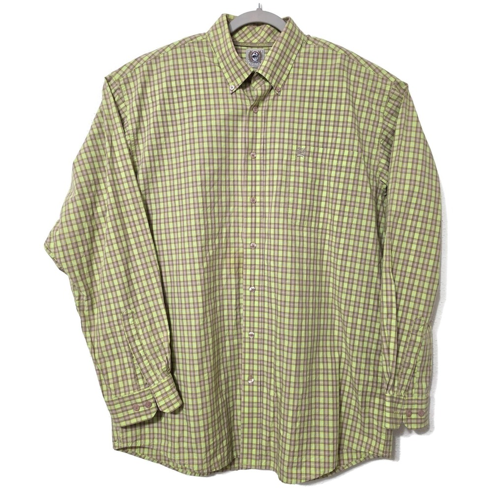 Cinch Shirt Mens Large Green Plaid Long Sleeve Button Front Western Casual